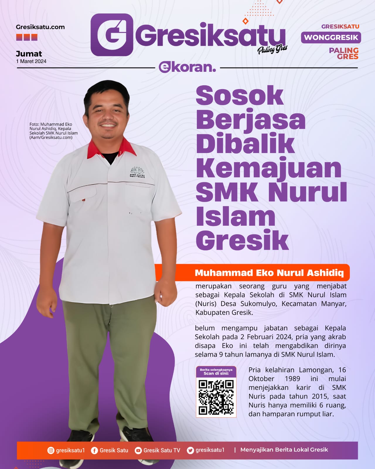 Dari Guru Mapel Hingga Kepala Sekolah SMK Nurul Islam Gresik: Kisah Inspiratif Muhammad Eko Mengukir Prestasi